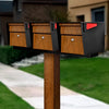 Mail Manager X2 Locking Mailbox Combo Kit w/ In-Ground Post, Wood Grain & Black, 2 Way Multi Mount High Security Cluster