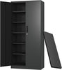 CQAOE 71" Metal Storage Cabinet with Lock, 5 Adjustable Shelves and 2 Doors, Steel Utility Cabinet for Garage, Office, Home, Gym, or School - Black
