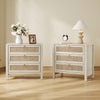 Surmoby Oak Boho 3-Drawer Nightstand Set of 2 - Extra Wide Storage Night Stand with Gold Handles Large&Tall Bed Side Table for Bedroom Living Room Enterway