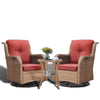 POCASSY 3 Piece Patio Set Outdoor Wicker Glider Rocking and Swivel Chairs with Cushions