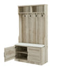 Entryway Hall Tree with Storage Bench, Wooden Coat Rack with Sponge Pad and 4 Dual Hooks, Storage Shelf Organizer with 2-Door Cabinet for Entryway, Bedroom, Easy to Assemble