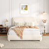 Lijimei King Size Boucle Bed Frame, Upholstered Cloud Platform Bed Frame with Headboard, Anti-Collision Soft Rounded Corners, Adjustable Headboard, Easy Assembly