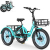 MOONCOOL TK1 Folding Electric Tricycle for Adults,48V 14.5Ah Removable battery, 500W��Peak 1000w��Motor, 20" Fat Tire Step-Thru 3Wheel Electric Bicycle w/Front&Rear Baskets, Certified to UL 2849 by SGS