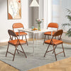 SKOK 4 Pack Padded Folding Chairs with Upholstered Cushion and Back, Metal Frame for Indoor and Outdoor, Commercial Use (Set of 4)