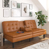 Mainstays Memory Foam 71.5" Futon with Cupholder and USB, Black Faux Leather