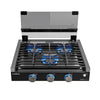 CAMPLUX RV Cooktop 3 Burners Slide-in, Outdoor Propane Cooktop Stove with Tempered Glass Cover, 21 inches Gas Rangetop, 21,000BTU, Black