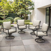 OPOHORO Swivel Rocker Patio Chairs Set of 4, Outdoor PE Wicker Dining Chairs with Beige Olefin Cushions and Gray Metal Frame, 360�� Swivel & Rocking Motion for Garden Deck Porch