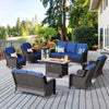 Vcatnet 8 Pieces Outdoor Patio Furniture Sectional Sofa All-weather Conversation Set with Swivel Rocking Chairs and Fire Pit Table for Garden,Poolside,Gray