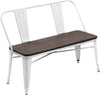 MELLCOM Metal Bench Industrial Mid-Century 2 Person Chair with Wood Seat,Dining Bench with Floor Protector