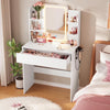 Vanity Table Set with Mirrors and Adjustable Lights ,Makeup vanity With Power Outlet for Bedroom Dressing Room,White