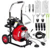 Roromall Drain Cleaner Machine 50FT/75FT/100FT x 3/8-inch/1/2-inch Sewer Auger Electric Drain Auger Sewer Snake with 4 Cutter, Air-Activated Foot Switch, Gloves