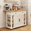 Uforic Kitchen Island Cart with Power Outlets, Kitchen Storage Trolley Cart with Storage Shelves & Drawers, Off-White