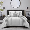 Serena 4 Piece Cotton Comforter Set Clip Jacquard Striped