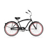 Micargi ROVER GX 26" Beach Cruiser Coaster Brake Single Speed Stainless Steel Spokes One Piece Crank Alloy Red Rims 36H White Wall Tire With Fenders Color: Black/Red Rim