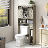 Over The Toilet Storage Cabinet, Farmhouse Storage Cabinet Over Toilet with Sliding Doors��Home Space-Saving Toilet Rack, for Bathroom, Restroom, Laundry