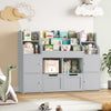 Homfa 4 Doors Kids Bookcase with 3 Tier Book Racks & 2 Mobile Drawers, 4 Cube Bookshelves Toy Storage Organizer for Playroom Kids Room, White