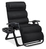 Oversized Chair, Folding Outdoor Patio Recliner, XL Anti Gravity Lounger w/Removable Cushion, Cup Holder, Side Tray, 350lb Capacity - Taupe