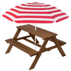 Best Choice Products Kids Wooden Picnic Table, Outdoor Activity Table w/ Adjustable Umbrella, Seats - Golden Brown/Aqua