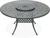 VIVIJASON Outdoor 61" Patio Dining Table for 6-8 Person, Large Patio Round Dining Table with 24" Lazy Susan, Dark Bronze Cast Aluminum Rustic Patio Table W/Umbrella Hole for Balcony, Porch and Deck