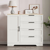 43.3" H Armoire Wardrobe Closet with 4 Drawers & Hanging Rod, Multifunctional Wood Storage Cabinet for Bedroom, Natural Oak