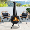 54.5in Fire Pit Chiminea Outdoor Fireplace Cast Iron Fireplace for Outside Garden Treasures Cast Iron Wood Burning Firepit Outdoor Heating with Log Grate, Poker and Cover