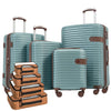 Luggage Sets,4-Piece Lightweight Suitcase Set with 4 Packing Cubes and TSA Lock, Hardshell Suitcases with Spinner Wheels, (16/20/24/28 ),Brown