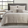 Lanco 100% Cotton Queen Size Comforter Set , 6 Piece , Beige Geometric Jacquard Bedding Set