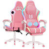 HOFFREE Big and Tall Gaming Chair with Speakers and RGB Lights, Gamer Chair with Footrest, Lumbar Support Height Adjustable 360-Swivel Seat and Headrest for Adults, 400lbs