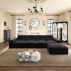 144" Oversized Modular Sectional Sofa, Deep Seat Chenille Cloud Couch with Chaise, L-Shaped Sparkling 5 Seat Sofa Couch for Living Room, Black