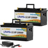 12V 100Ah LiFePO4 Lithium Battery with a Charger,for RV,Marine,Solar,Trolling Motor,Camping,Home Energy Storage,Built in 100A BMS,15000+Deep Cycles
