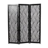 DecMode 60" x 72" Black Mango Wood Abstract Wavy Cutout 3 Panel Room Divider Screen, 1-Piece