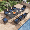 ALAULM 5 Pieces Patio Dining Set Outdoor Rattan Furniture with Square Glass Tabletop 4 Chairs with Cushions for Patio, Backyard Outdoor Kitchen Lawn & Garden Blue