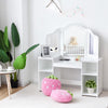 Costway Vanity Table Set Makeup Dressing Kids Girls Study Table Tri Folding Mirror White