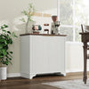Perfect Deals Await Modern Farmhouse Coffee Bar Cabinet �?Kitchen Storage Cabinet with Fluted Doors, Sideboard Buffet with Adjustable Shelves for Kitchen, Dining Room, and Living Room,White