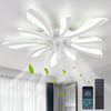 Garwarm Dimmable Ceiling Fan with Light and Remote Control, 27" Small Flush Mounted Ceiling Fan with Led Lights, APP and Remote Controlled, Modern, White