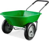 ZMMOO Dual-Wheel Home Utility Yard Wheelbarrow Garden Cart w/Built-in Stand for Lawn, Gardening, Construction - Red