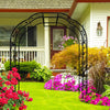 Aukfa Metal Garden Arch, Garden Arbor Trellis Climbing Plants Wedding Arch,74.4" x 98.4", White