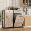 Eclife 20 Gallons Double Tilt Out Trash Cabinet Wood Tabletop, Upgrade Gray, WB010GY