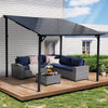 JOIVI 8' x 10' Outdoor Lean to Gazebo, Hardtop Wall Mounted Gazebo with Sloping Roof, Awnings for Patio with All-Iron Frame, Pergolas for Patio, Backyard, Deck