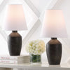 JONATHAN Y Xander 19.5" Minimalist Scandinavian Concrete Effect Resin/Iron Ginger Jar LED Table Lamp, Matte Black (Set of 2), JYL5605A-SET2