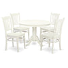 East West Furniture Antique 5-piece Wood Kitchen Table Set in Linen White