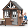 COCLUB Outdoor Playhouse, Wooden Playhouse for Kids Toddlers, Large Kids Playhouse with Bench/Fence/Kitchen/Door Nameplate/Pretend Phone, Girls Boys Outdoor Toy Gift for Ages 3+, (62.99"W* 67.32"L)