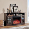 VANACC Curved TV Cabinet with 26" Electric Fireplace for TVs up to 65", Distressed White
