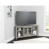 Inval Corner Laminate 60�� TV Stand with Glass Doors, White
