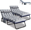Slsy Folding Sleeping Cots Bed with 2 Sided Mattress & Pillow, Folding Camping Cot, Adjustable 4-Position Folding Lounge Chair