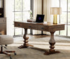 WAMPAT Farmhouse Office Desk with Charging Station - Vintage Rustic Executive Writing Table, Includes 3 Storage Drawers, Sturdy Solid Wood Legs and Ergonomic Rounded Edge for Study,Dark Brown