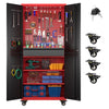 Aobabo Metal Storage Cabinet with Lock,Garage Storage Cabinet with Wheels,72In Steel Storage Cabinet for Garage Home Storage, Black Required-Assembly