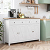 Homfa 55.1'' W Farmhouse Storage Cabinet, 4-Doors 2-Drawers Wood Sideboard with Adjustable Shelves for Kitchen Dining Room, White