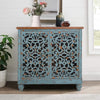Sophia & William Hollow-Carved Credenzas and Sideboards, Wood Blue, 2 Shelves