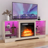 Waleaf Fireplace TV Stand with 18'' Fireplace for TVs up to 65 inch, Two Adjustable Glass Shelves